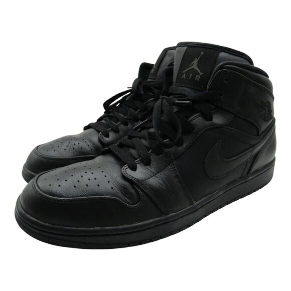 Nike Air Jordan 1 Mid Triple Black 554724-010 Men\'s Shoes Size 13
